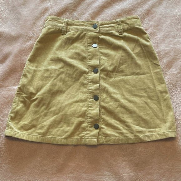 Light Brown/Cream Corduroy Button Skirt - Picture 1 of 4